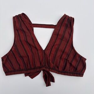 Wild Fable Burgundy and Black Striped Crop Top